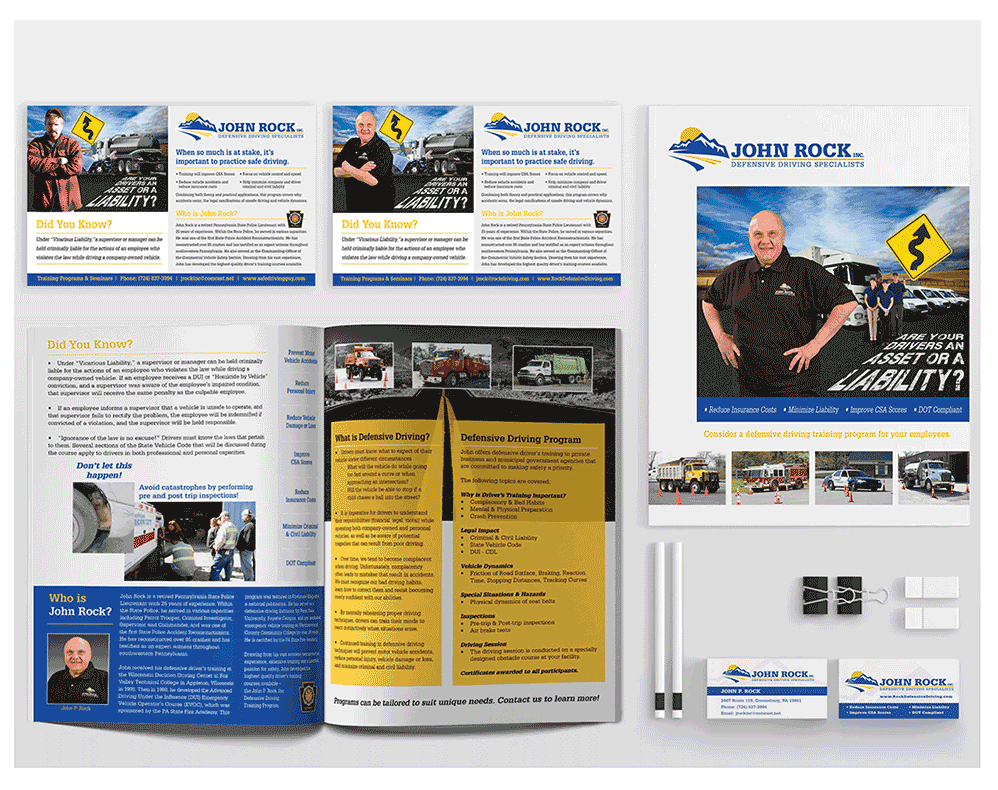 John Rock logo, brochure, business cards and ads